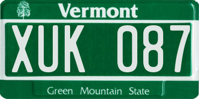 VT license plate XUK087
