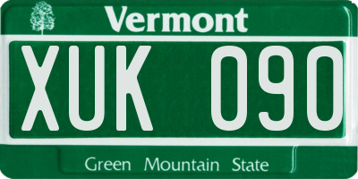 VT license plate XUK090