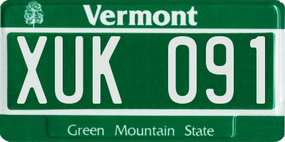 VT license plate XUK091