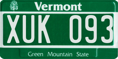 VT license plate XUK093