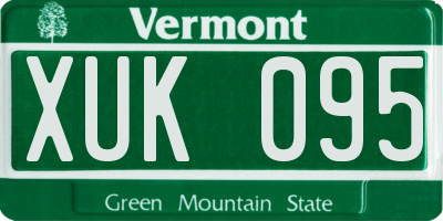 VT license plate XUK095