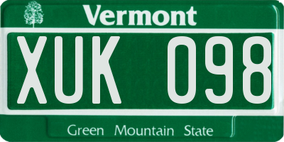 VT license plate XUK098