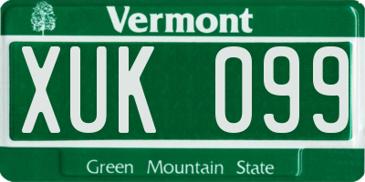VT license plate XUK099