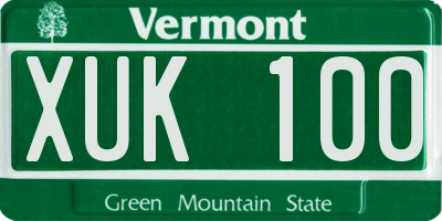 VT license plate XUK100