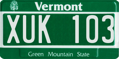 VT license plate XUK103