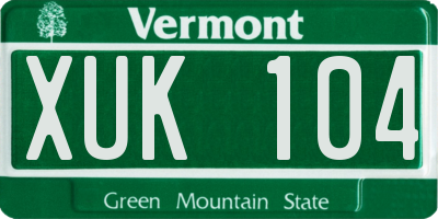 VT license plate XUK104
