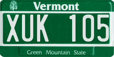 VT license plate XUK105