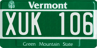 VT license plate XUK106