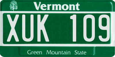 VT license plate XUK109