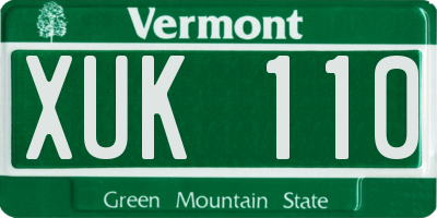 VT license plate XUK110