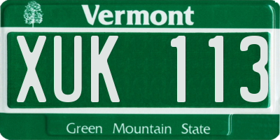 VT license plate XUK113