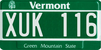 VT license plate XUK116