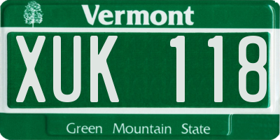 VT license plate XUK118