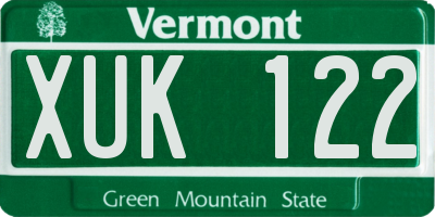 VT license plate XUK122