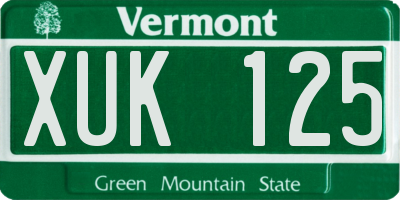 VT license plate XUK125