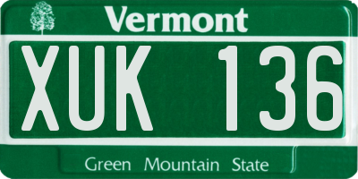 VT license plate XUK136