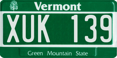 VT license plate XUK139
