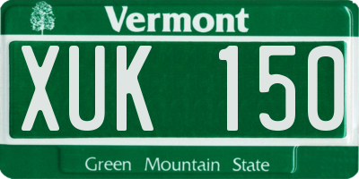 VT license plate XUK150