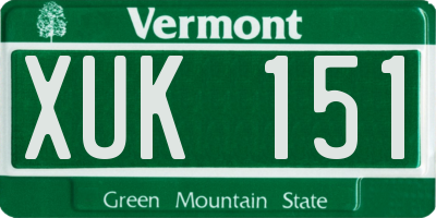 VT license plate XUK151