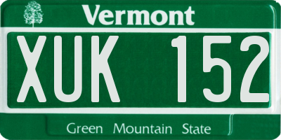 VT license plate XUK152