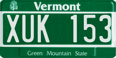 VT license plate XUK153