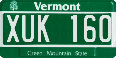 VT license plate XUK160