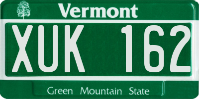 VT license plate XUK162