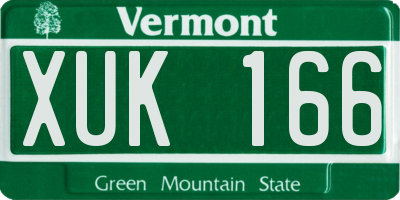 VT license plate XUK166