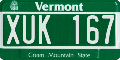 VT license plate XUK167