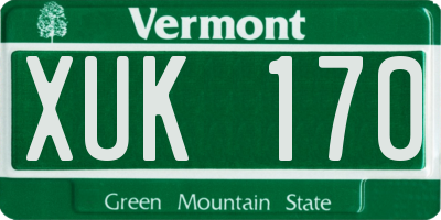 VT license plate XUK170