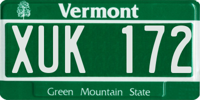 VT license plate XUK172