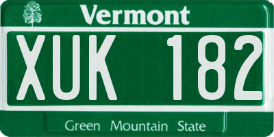 VT license plate XUK182
