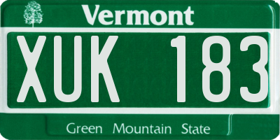 VT license plate XUK183