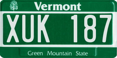 VT license plate XUK187