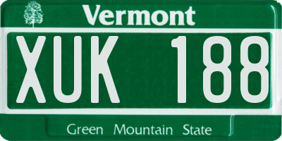 VT license plate XUK188
