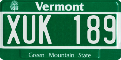 VT license plate XUK189