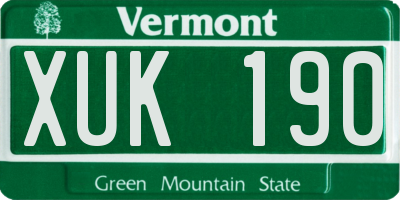 VT license plate XUK190