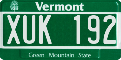 VT license plate XUK192