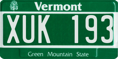 VT license plate XUK193