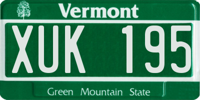 VT license plate XUK195