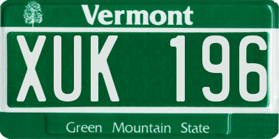 VT license plate XUK196