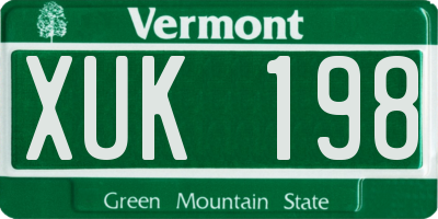 VT license plate XUK198