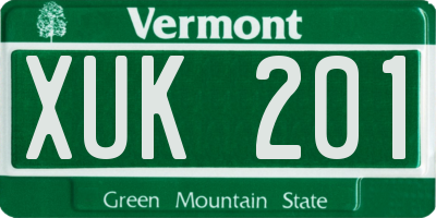 VT license plate XUK201