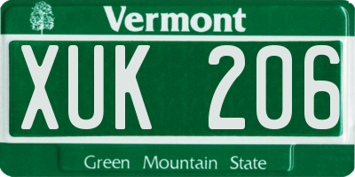 VT license plate XUK206