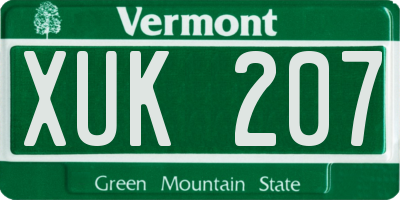 VT license plate XUK207