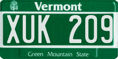 VT license plate XUK209