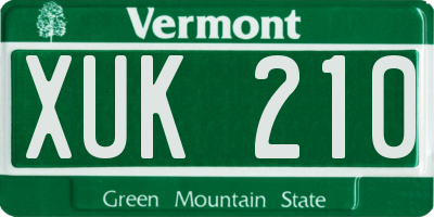 VT license plate XUK210