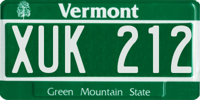 VT license plate XUK212