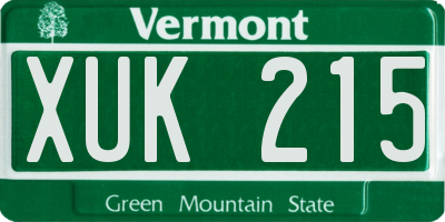VT license plate XUK215