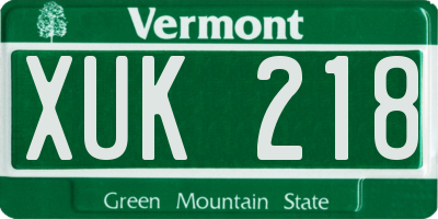 VT license plate XUK218